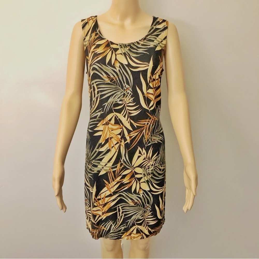 Vintage Tradition Tropical Floral Pattern Artsy Sleeveless Midi Dress. US 10. - Picture 2 of 11
